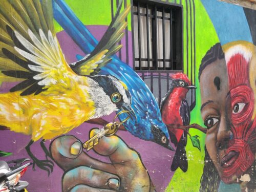 Beautiful street art in comuna 13 in Medellin