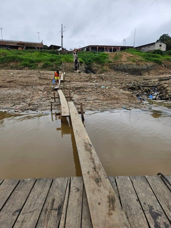 Crossing on wooden planks