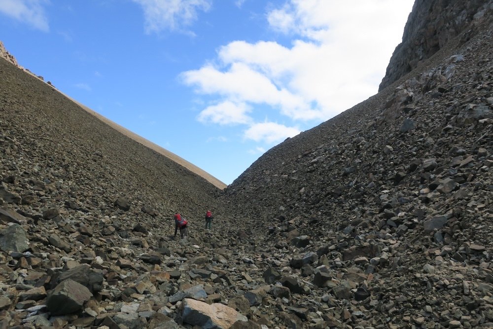 Climbing up Penon Pass in Cerro Castillo Trek